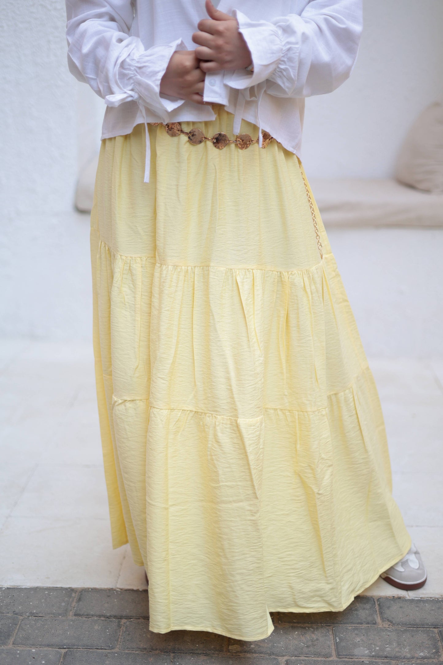 Yellow laxered skirt