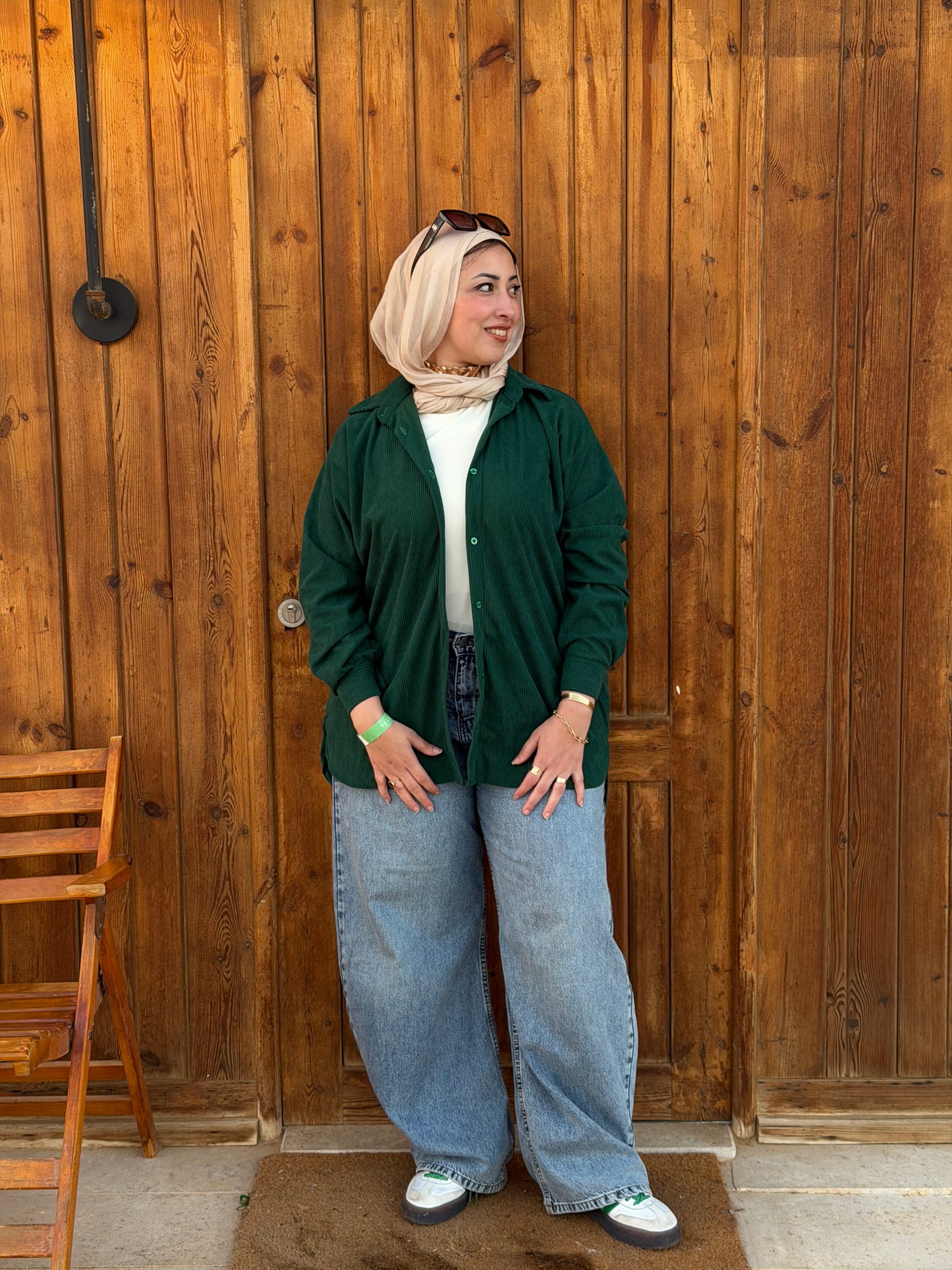 Light teal velvet oversized shirt