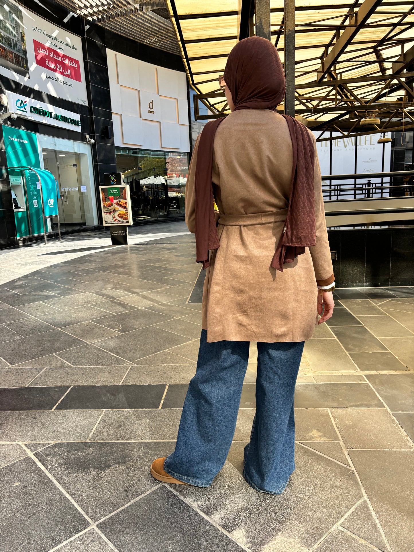 Suede signature cardigan in cafe