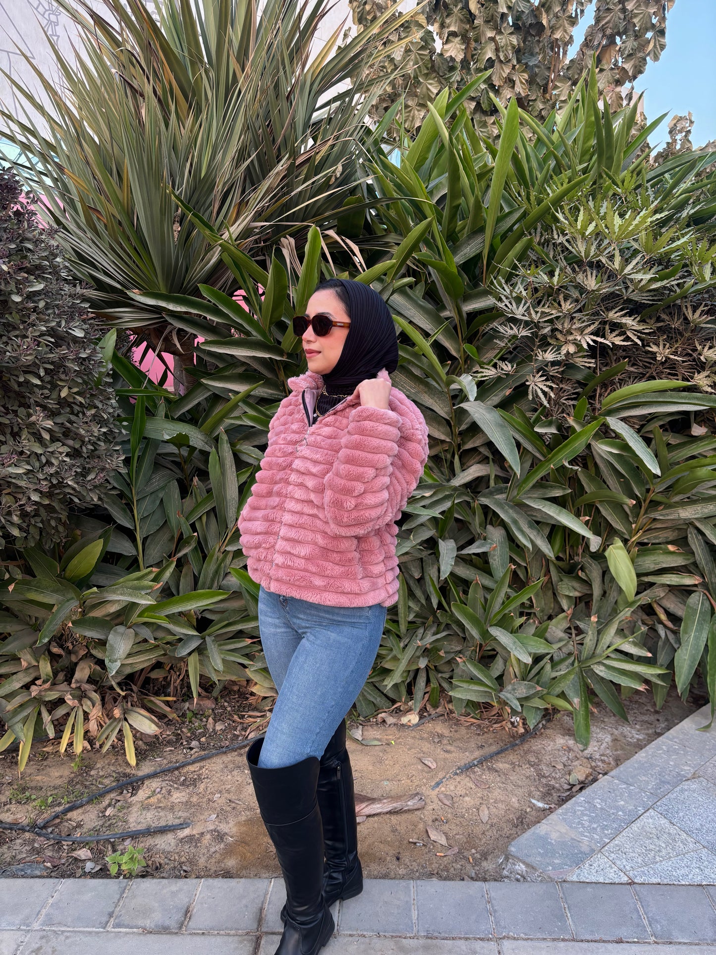 fur pink fluffy jacket