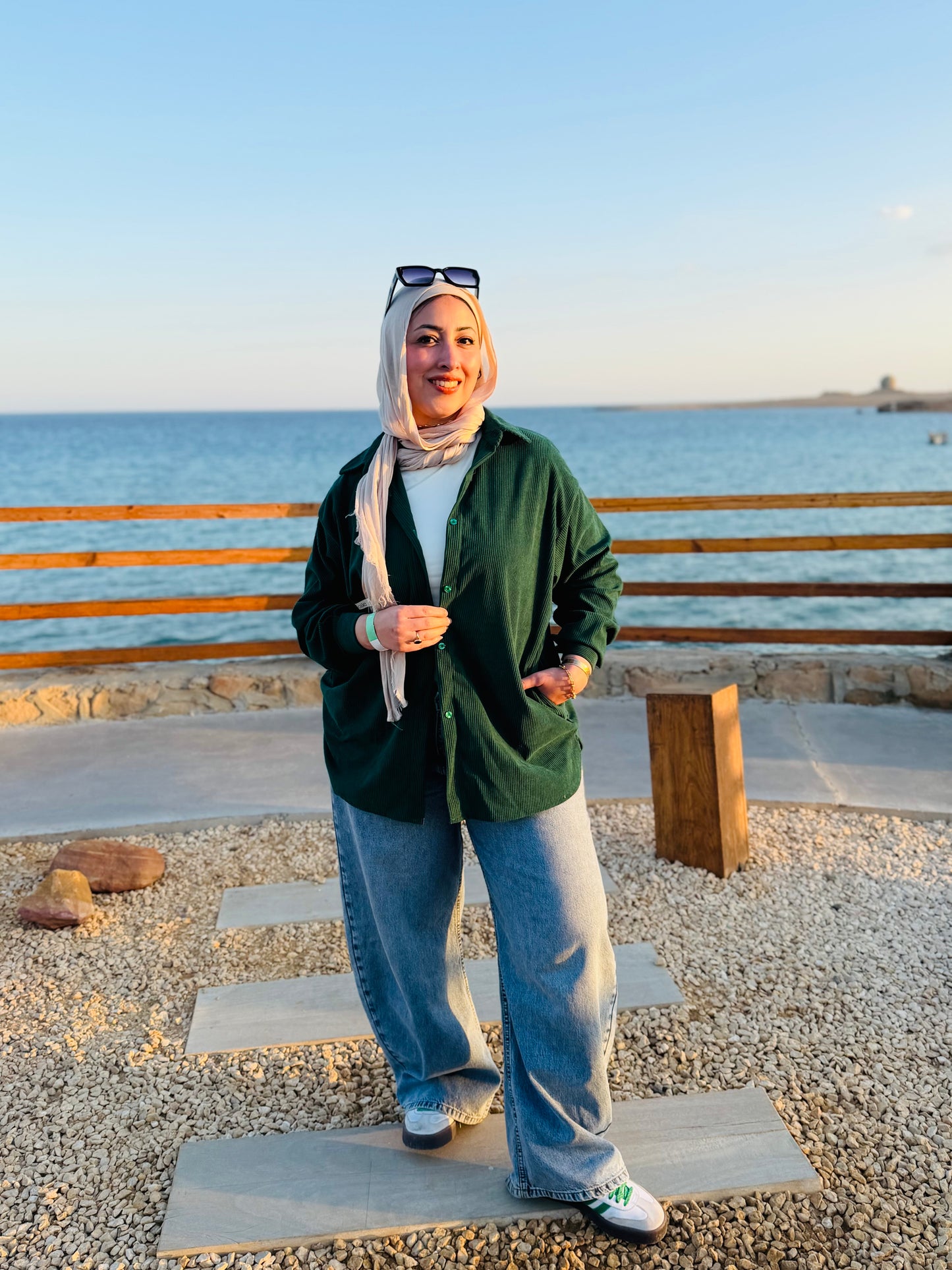 Light teal velvet oversized shirt