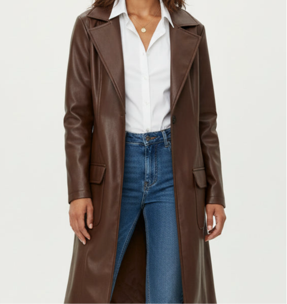 Brown leather coat