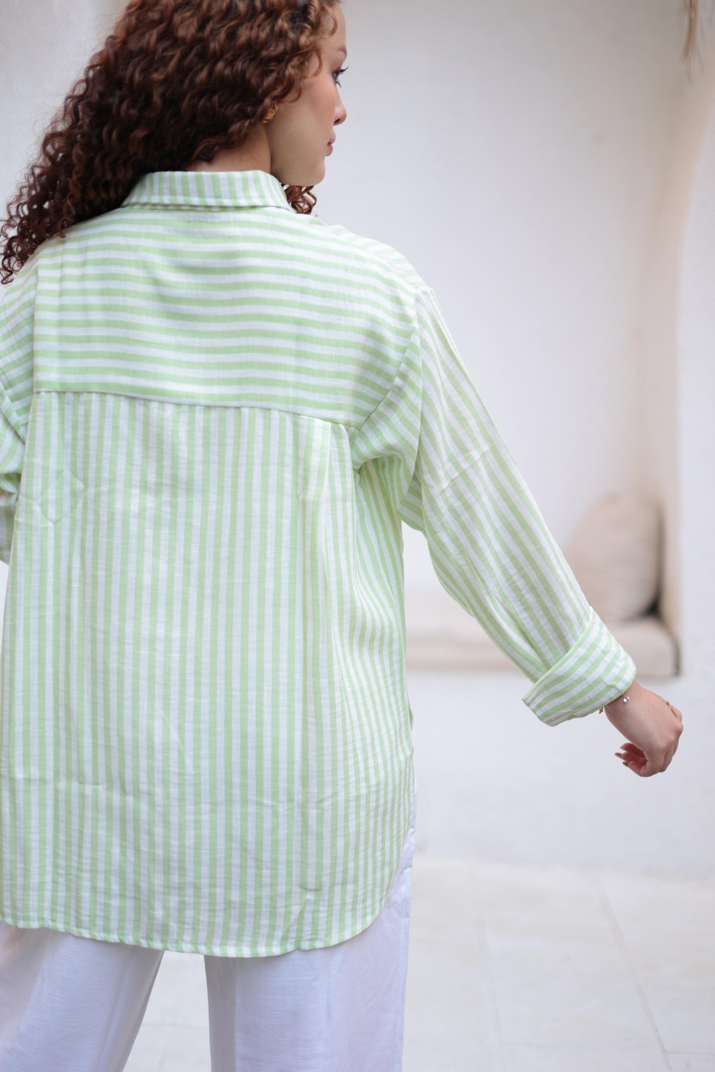 Light green Oversized striped shirt