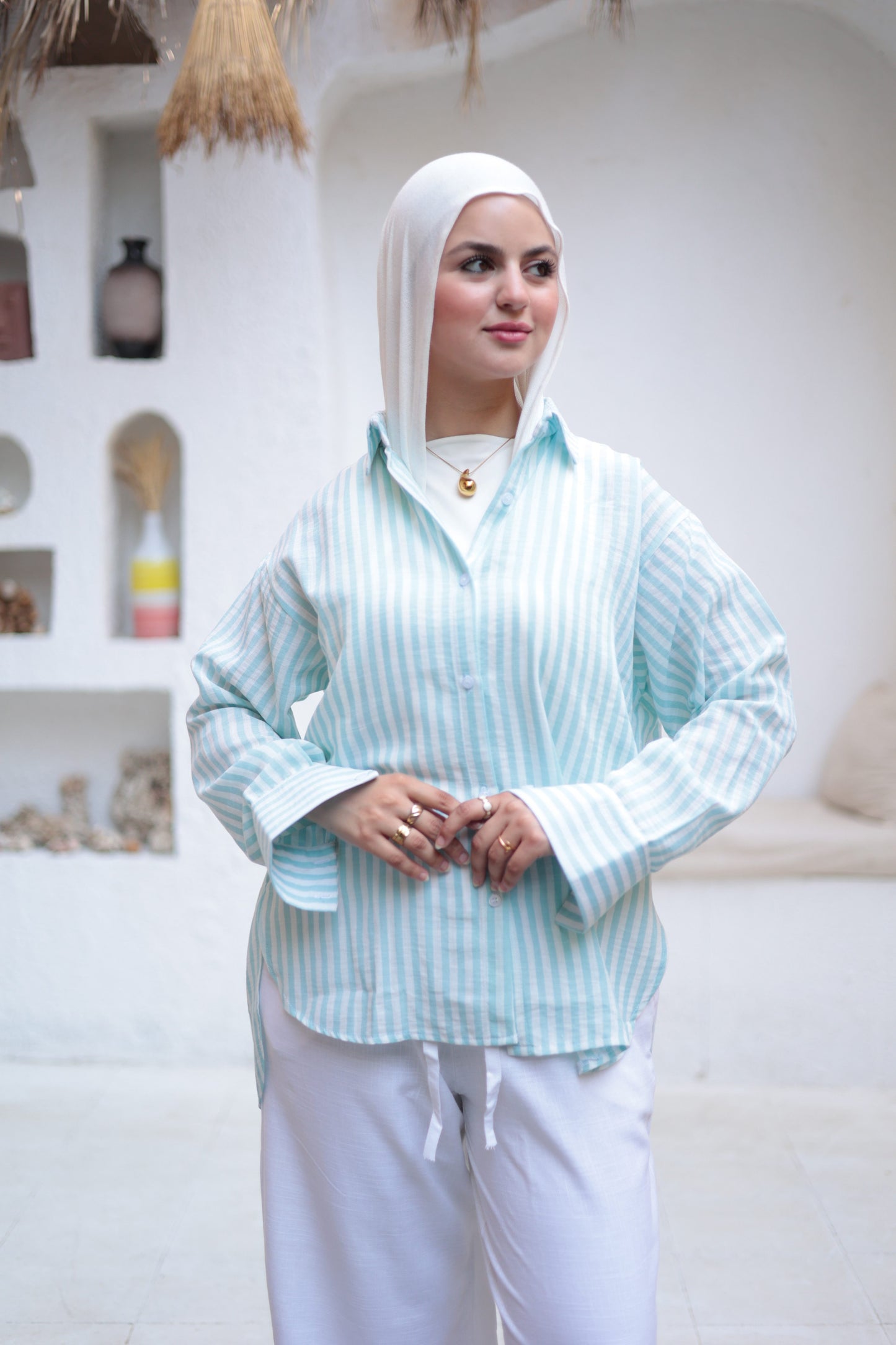 Light blue oversized striped shirt