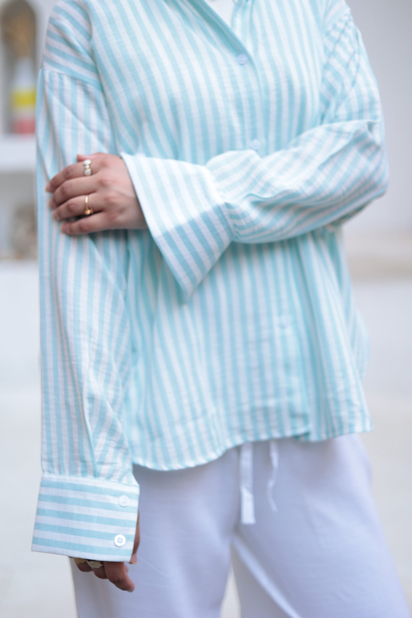 Light blue oversized striped shirt