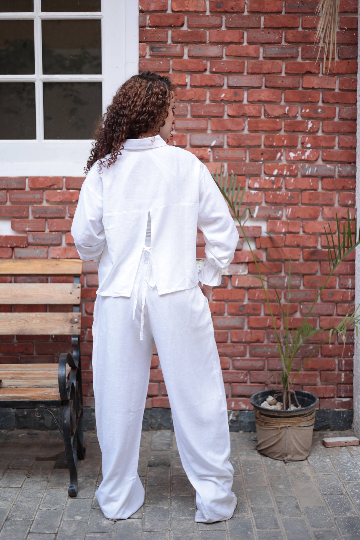 White pure linen shirt