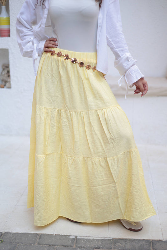 Yellow laxered skirt