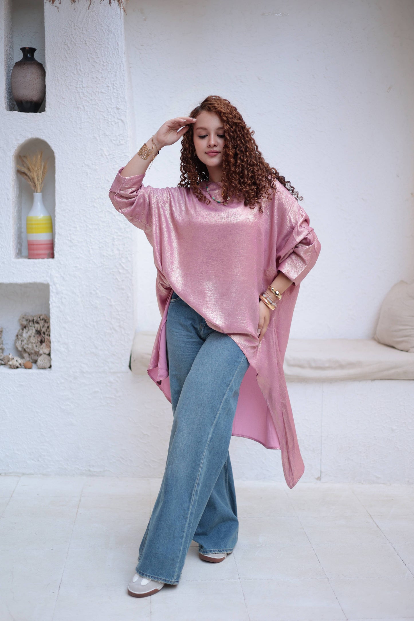 Golden pink shimmery poncho