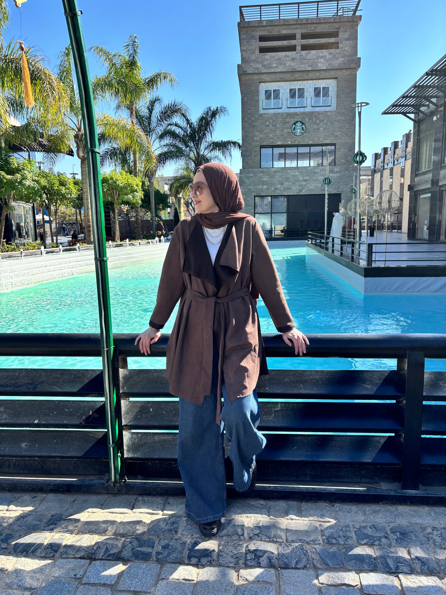 Suede signature cardigan in Brown