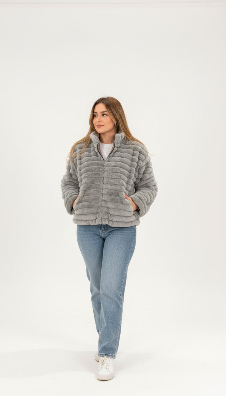 Fur mint fluffy jacket