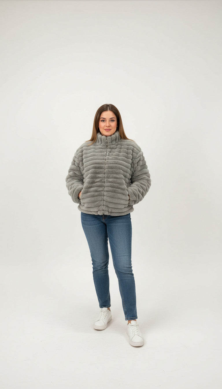 Fur mint fluffy jacket