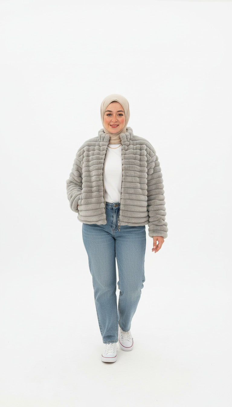 Fur mint fluffy jacket