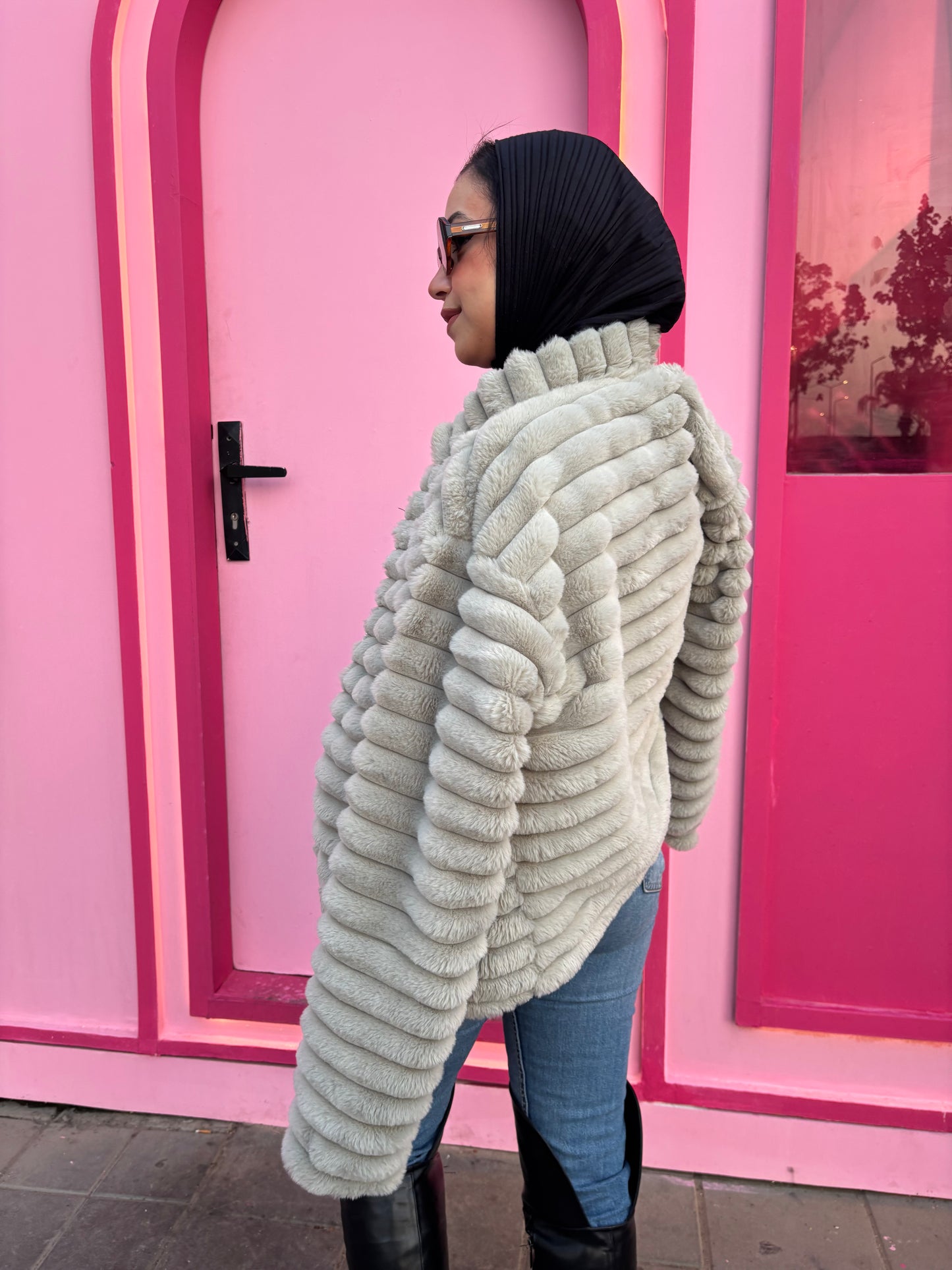 Fur mint fluffy jacket