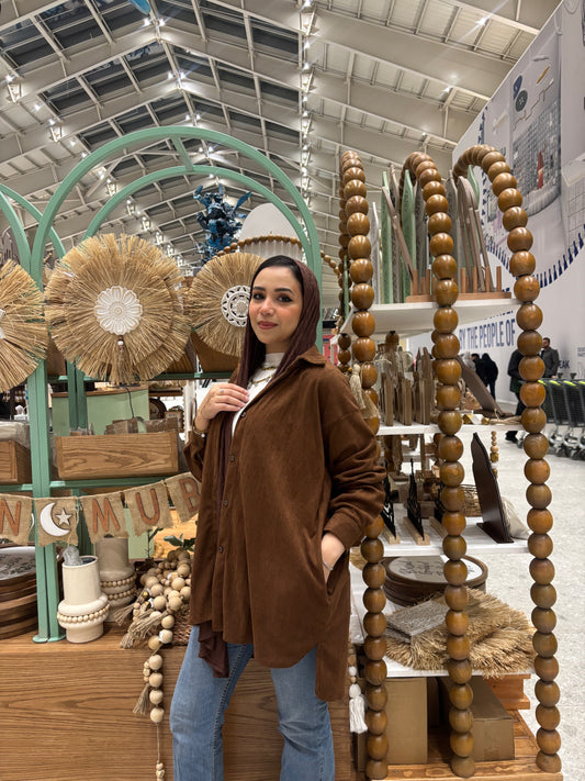 Brown velvet oversized shirt