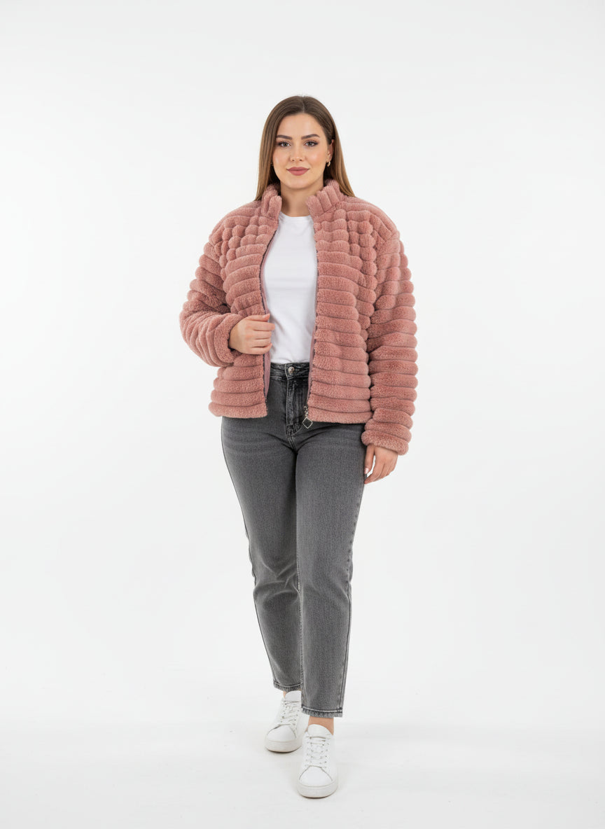 fur pink fluffy jacket