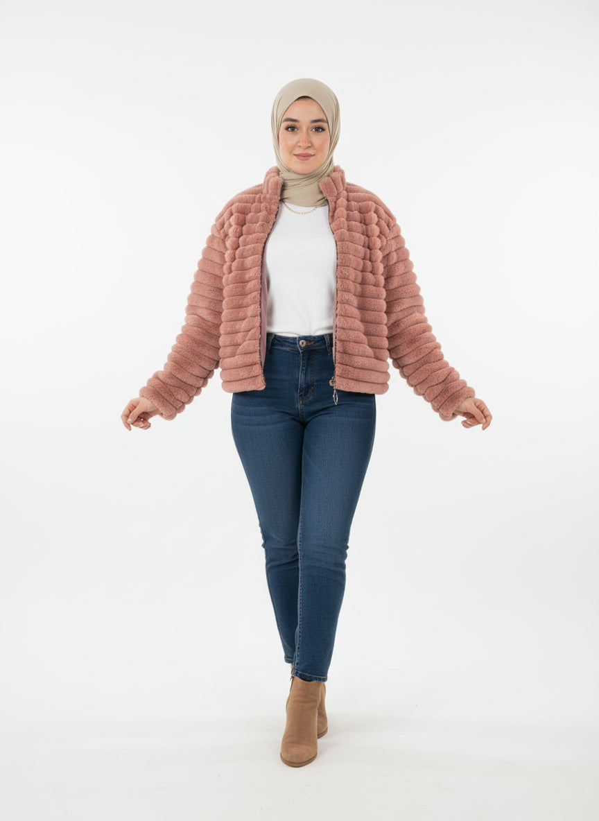 fur pink fluffy jacket