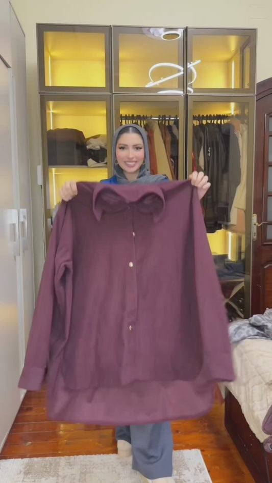 Dark Burgundy Velvet oversize shirt