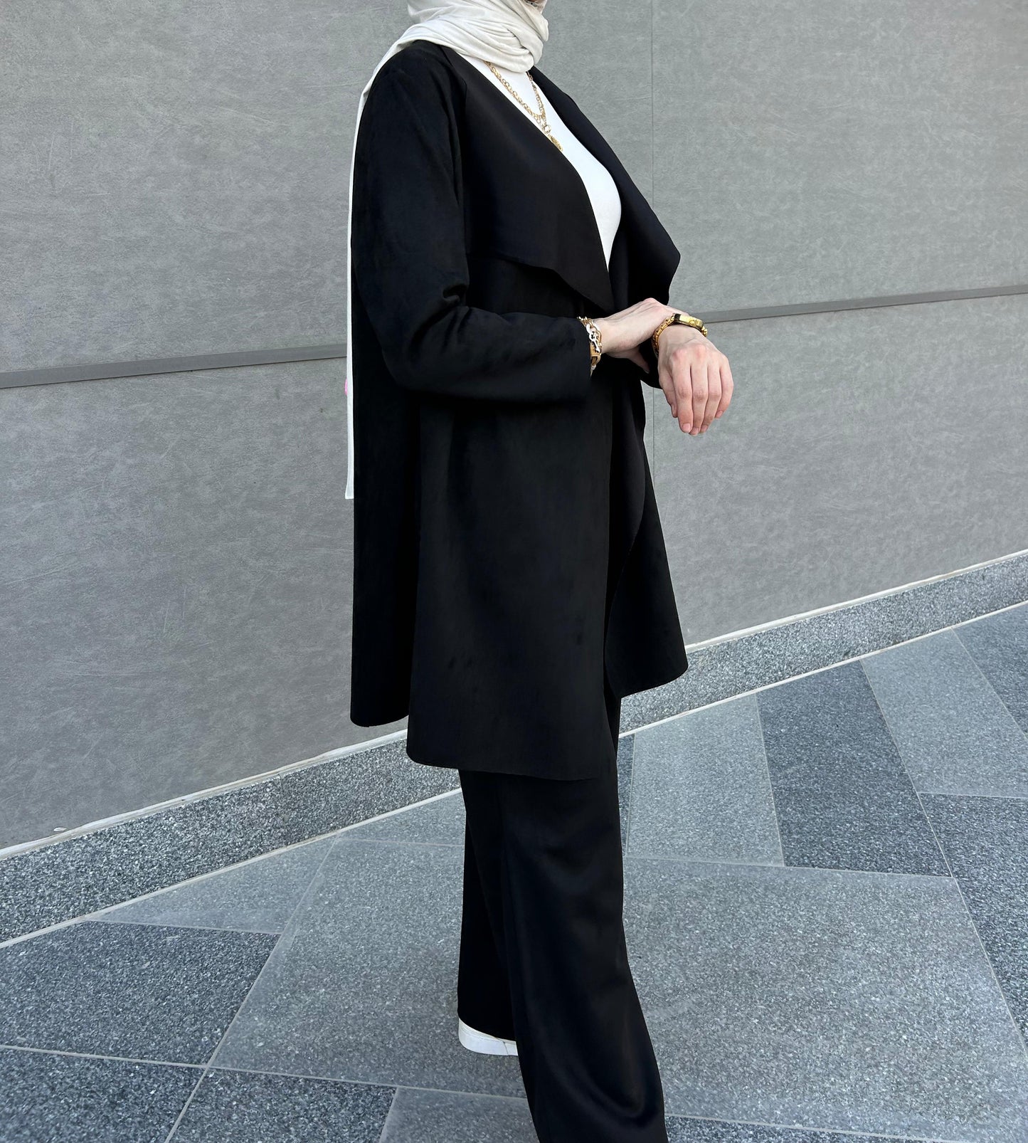 Black seude cardigan