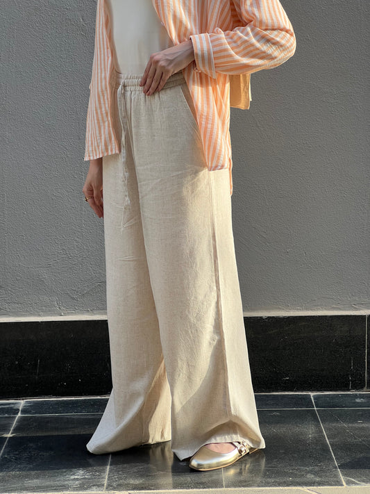 Beige linen pants